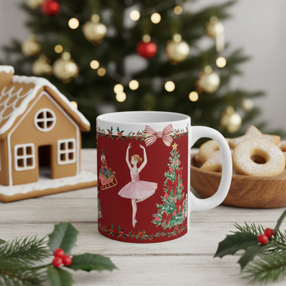 Christmas Nutcracker Ballet Ceramic Coffee Mug (Red)