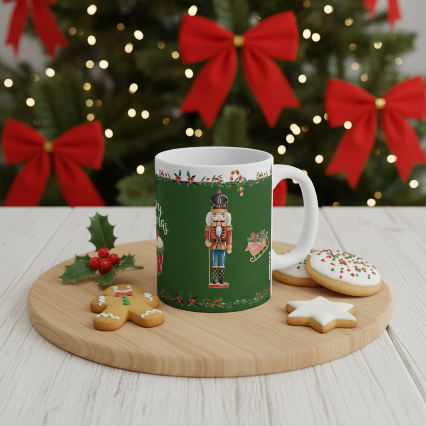 Christmas Nutcracker Ceramic Coffee Mug (Green)