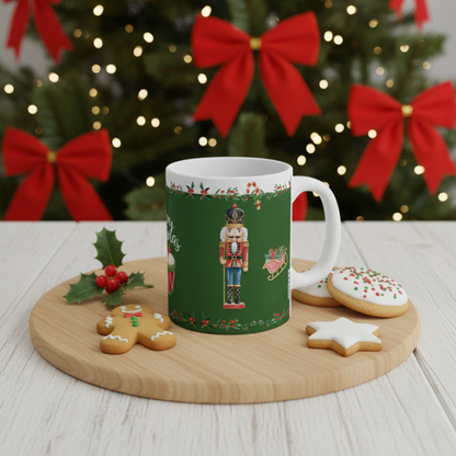 Christmas Nutcracker Ceramic Coffee Mug (Green)