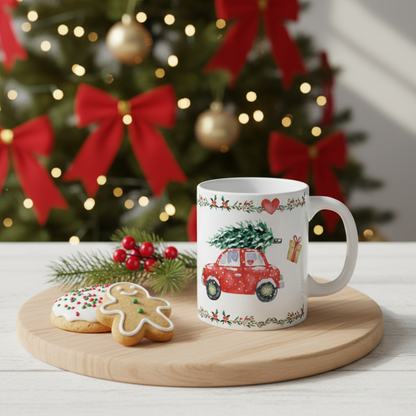 Christmas Coffee Mug Driving Home for Christmas (White)