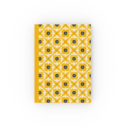 Hardcover Notebook White Bees and Floral Pattern - Ruled, Graph or Blank