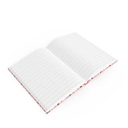 Hardcover Notebook Pink Bees & Floral Pattern - Ruled, Graph or blank