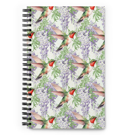 Notebook with Wisteria and Hummingbirds