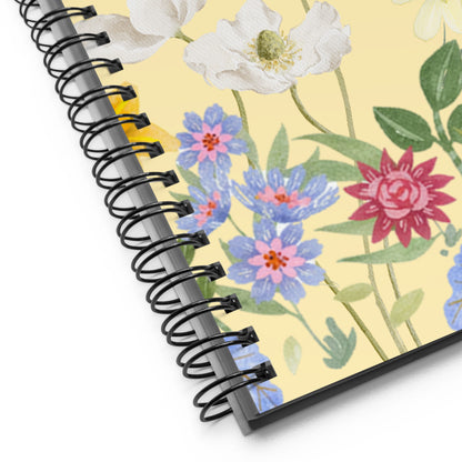 Golden Blooms Spiral Notebook | 140 dotted pages