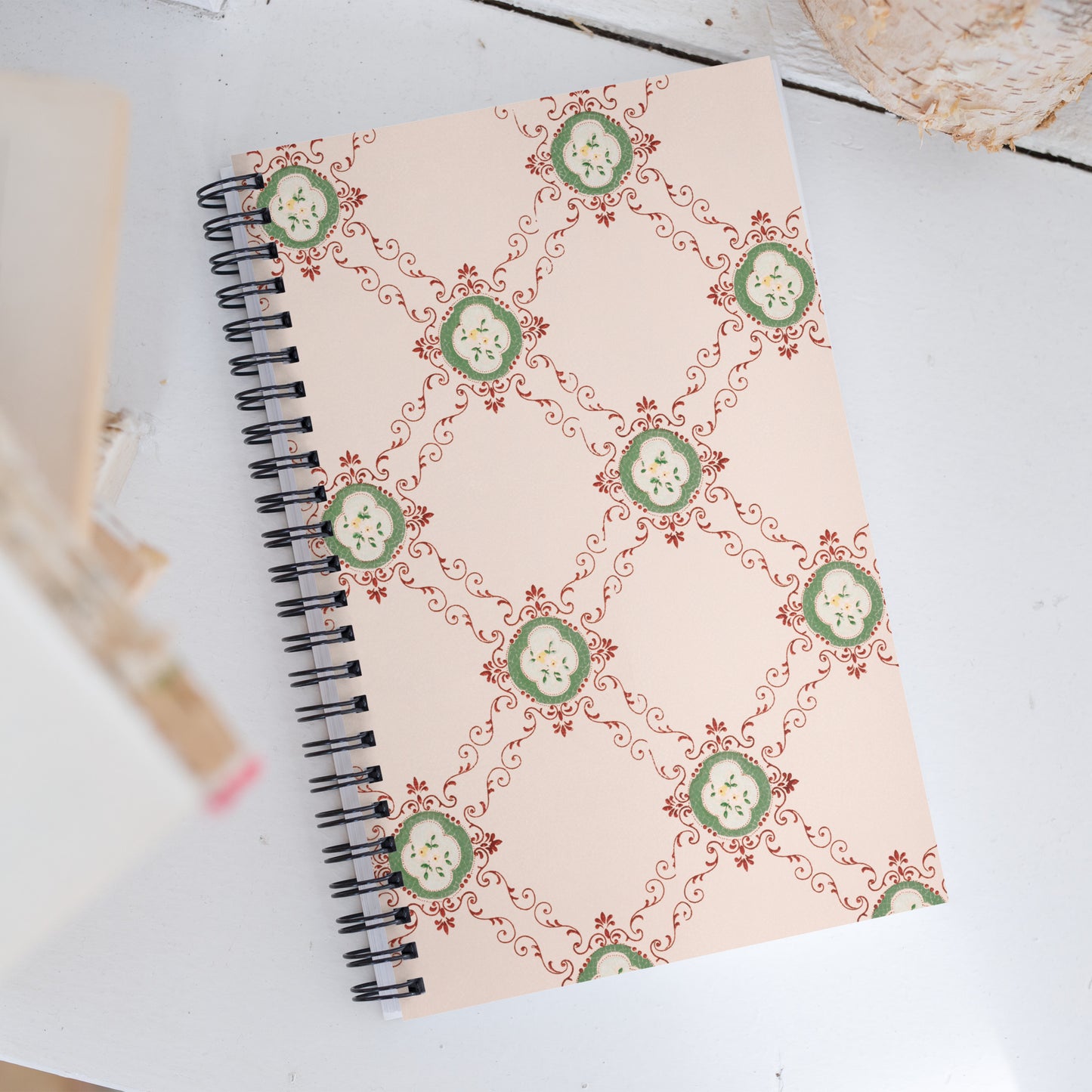 Spiral Notebook Victorian Pattern, Dotted Journal, 140 pages