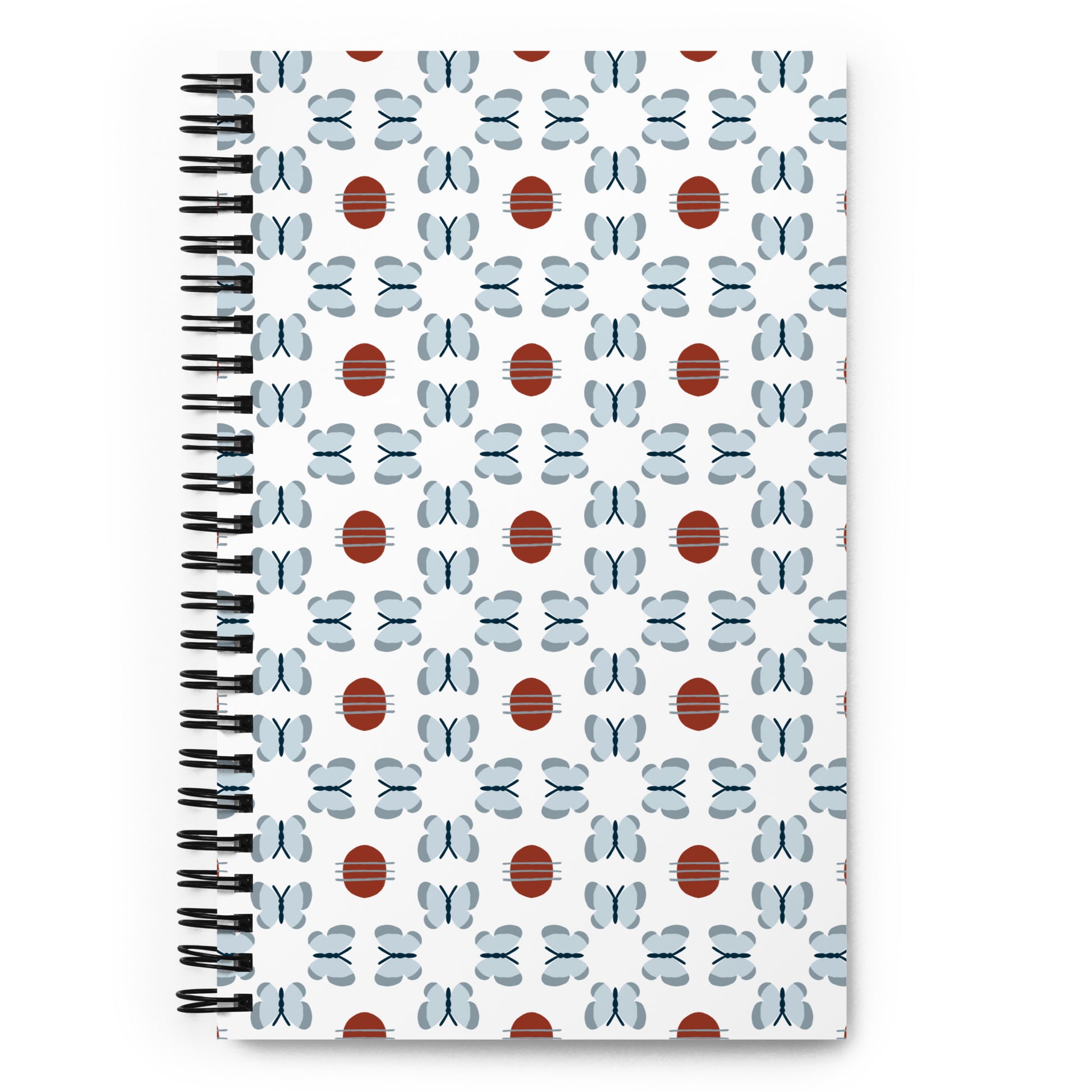 Spiral notebook with light blue butterfly pattern – dotted journal 140 pages