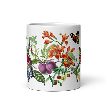 Tropical Birds Butterflies Mug Front