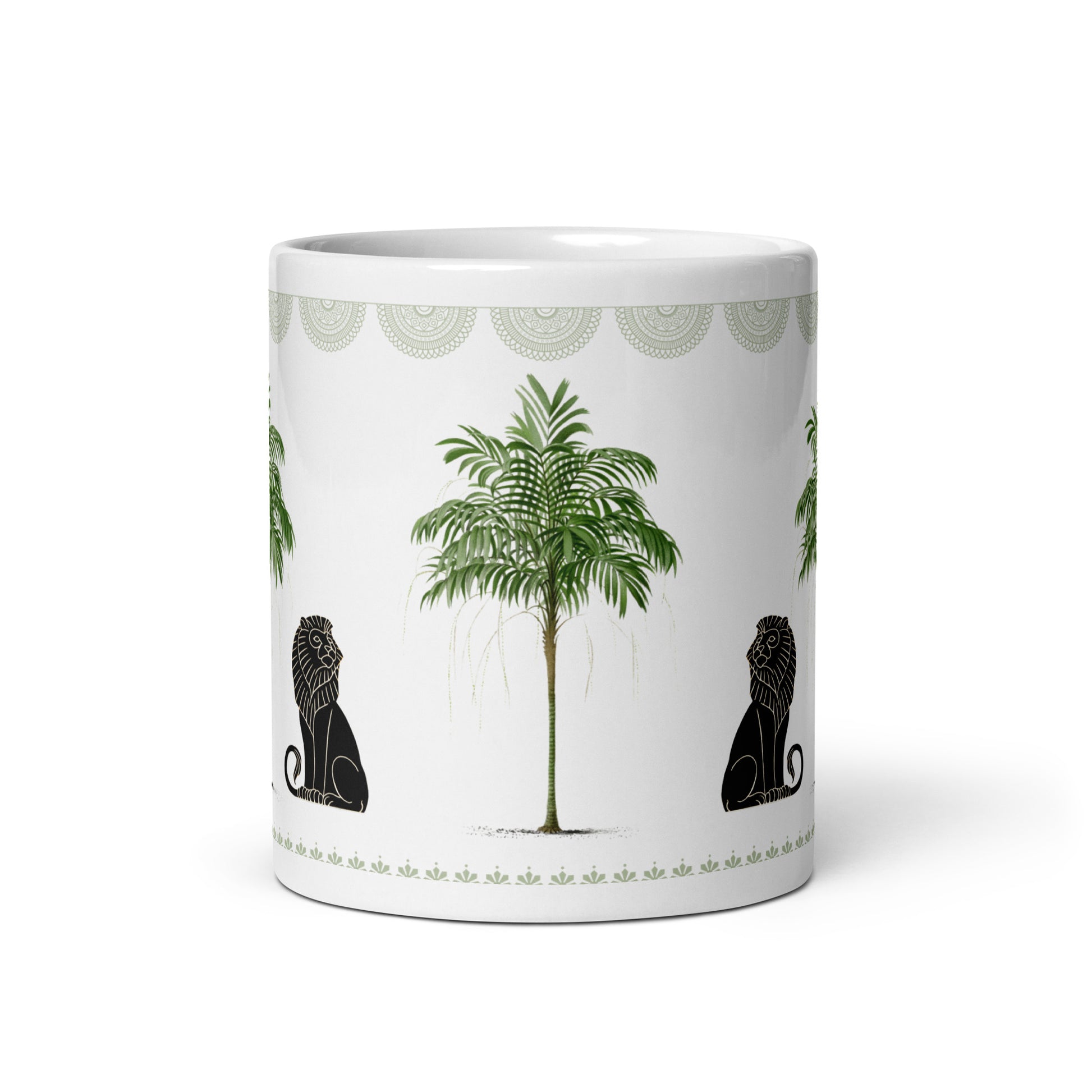 11oz Coffee Mug with Palm Tree and Lions