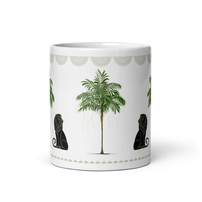 11oz Coffee Mug with Palm Tree and Lions