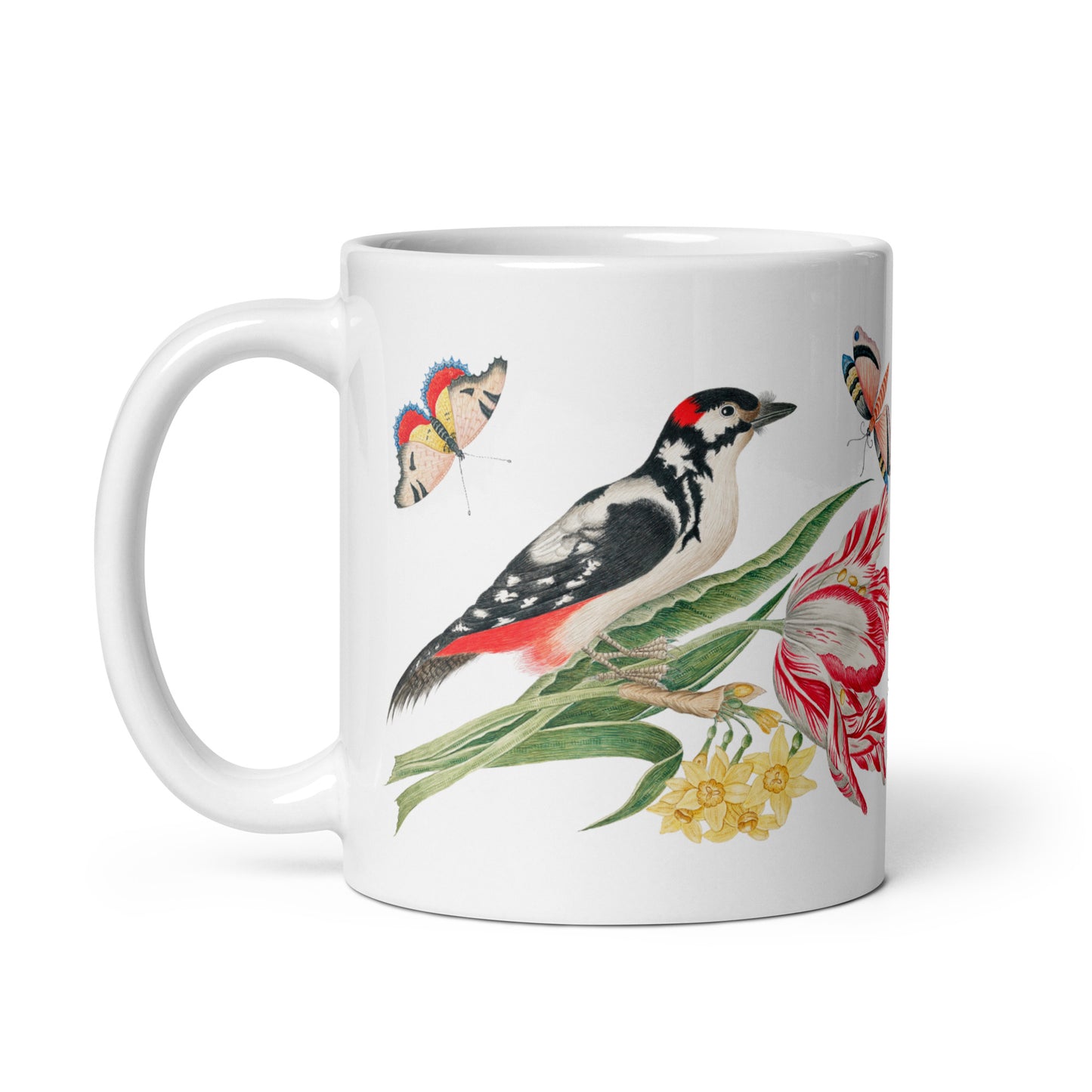 Mug Mottled Bird on Tulip 11oz Handle on left