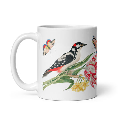 Mug Mottled Bird on Tulip 11oz Handle on left