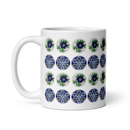 Blue Polka Dots Mug Handle on Left